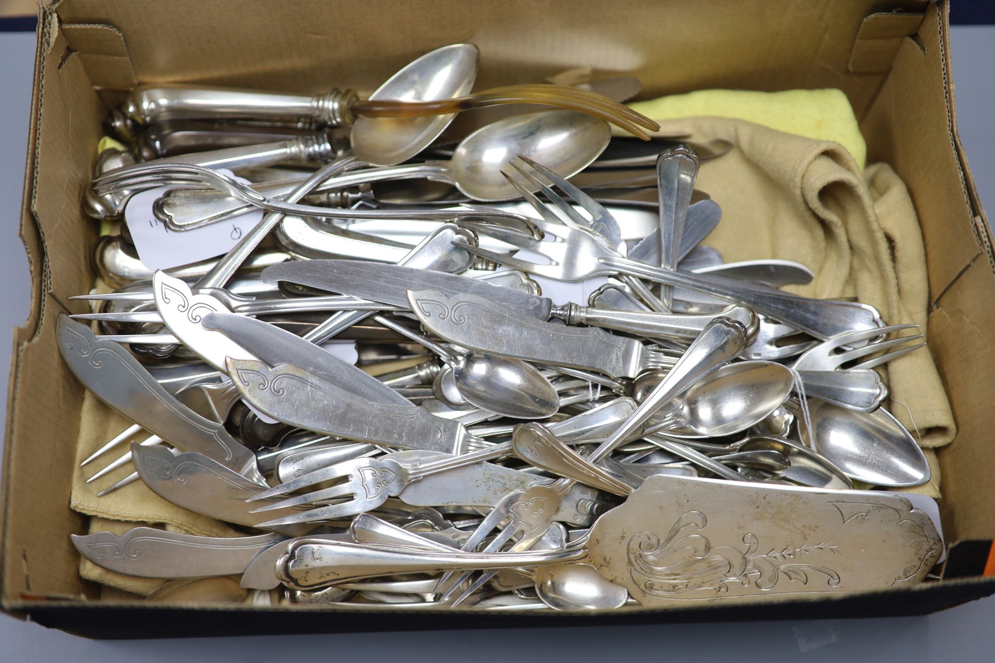 A part service of Italian 800 standard silver flatware in the St Marks pattern, approx 38oz (weighable)